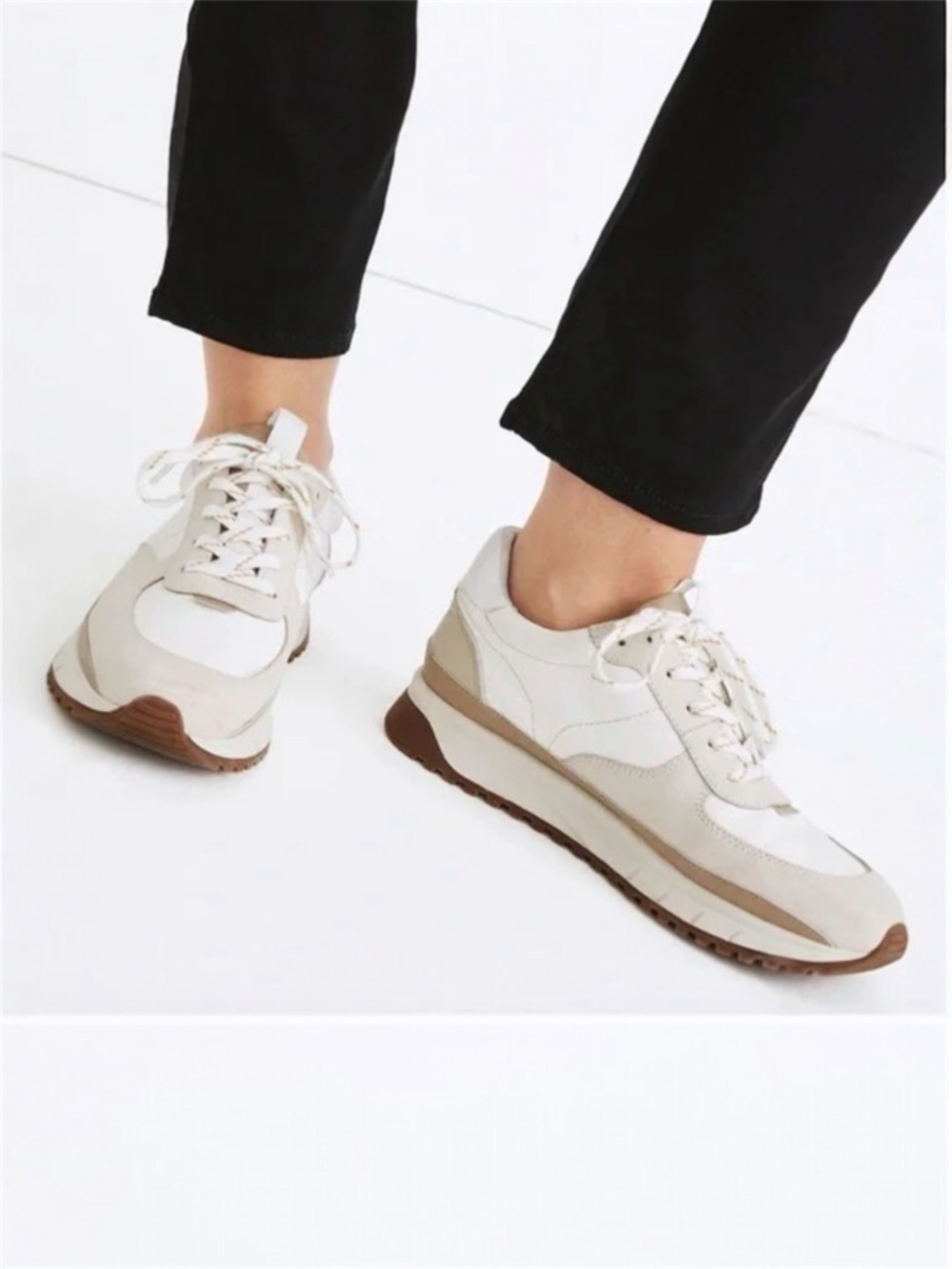 Madewell Kickoff Trainer Sneaker in Antique Cream Women’s Size 5 1/2